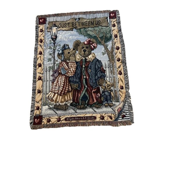 Boyd’s Bears Just Between Us Tapestry Throw Blanket Sz 48”x 66” - Picture 2 of 8